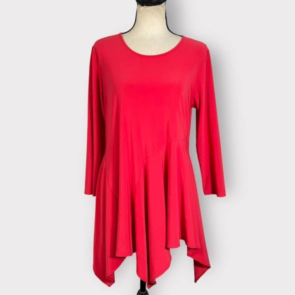 Sun Kim Red A-Line Handkerchief Top Women's Size Medium